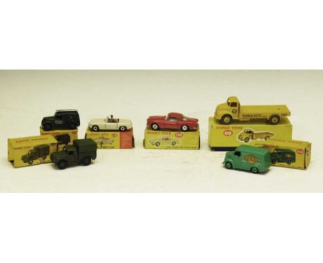 Dinky Toys - Six boxed diecast model vehicles comprising; 454 Trojan 15 CWT Van - Cydrax, 261 Telephone Service Van, 641 Army