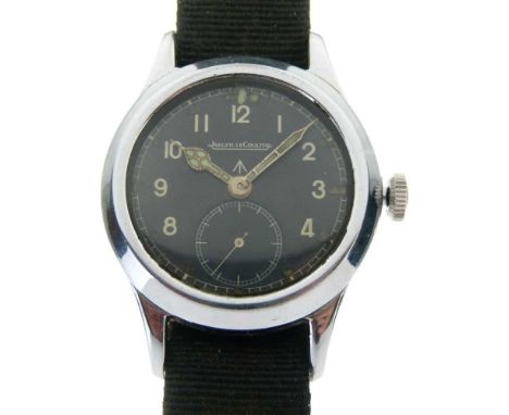 Jaeger Lecoultre - Gentleman's Second World War issue 'Dirty Dozen' alloy cased wristwatch, the black dial having cream Arabi