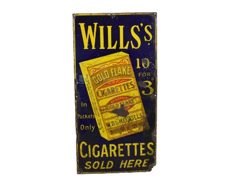 Advertising - 'Wills Gold Flake' early 20th Century enamel sign, 92cm x 45.5cm
