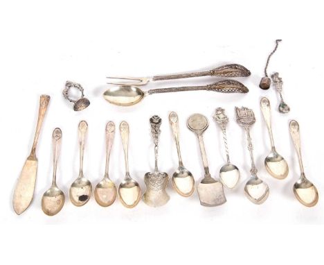 Mixed Lot: Seven teaspoons engraved with cross golf clubs and ball with initials between M.G.C, Sheffield 1924 and 1930/35/36