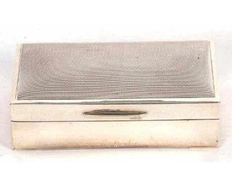 20th Century miniature silver encased cigarette box of usual rectangular form with engine turned lid, cedar lined interior, t