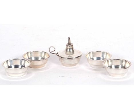 'Asprey' oil lamp table lighter with four stacking ashtray bowls, hallmarked Birmingham 1927, Asprey &amp; Co Ltd, the lighte