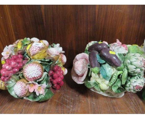 Two large ceramic floral / posy basket displays 