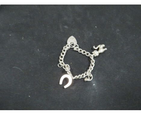 A vintage silver and white metal charm bracelet 