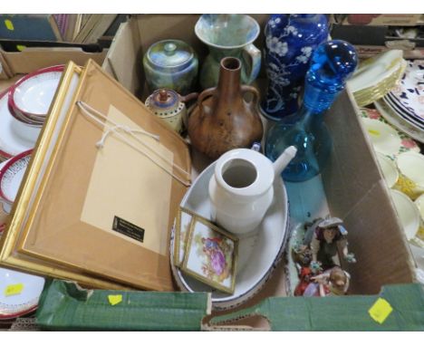 Three trays of assorted ceramics etc to include Goebel figures 