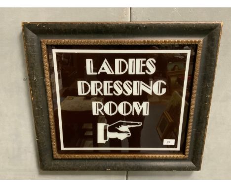 A vintage style glass fronted 'Ladies Dressing Room Sign' Overall 50 x 57 cm 