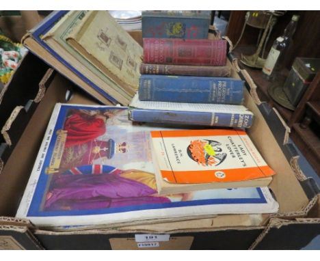 A tray of assorted antique and vintage books