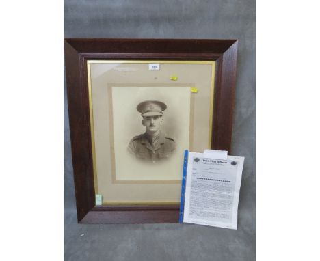 WWI PHOTOGRAPH OF 2nd LIEUTENANT, 37th BATTERY, 27th BRIGADE ROYAL FIELD ARTILLERY, killed in action 15th April 1917, Arras, 