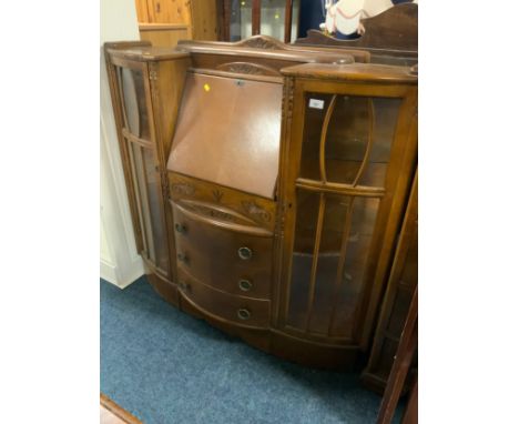 A vintage oak bureau bookcase 