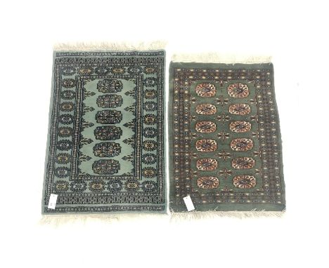 Bokhara green ground runner (185cm x 65cm) and two small rugs (3) - Condition Report 
