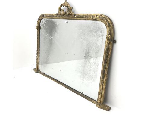 19th century gilt framed overmantle mirror, W122cm, H94cm - Condition Report 
