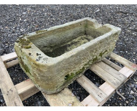 19th century rectangular stone trough, W90cm, D45cm, H34cm - Condition Report 