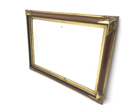 Large gilt and wood framed bevel edged mirror, W111cm, H81cm - Condition Report 