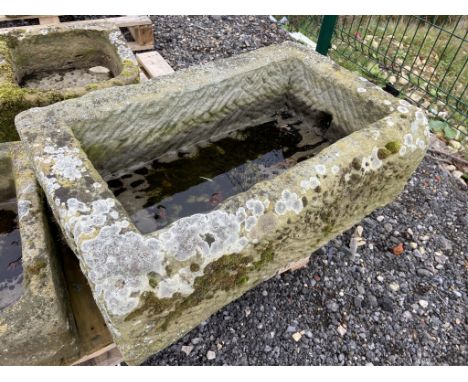 19th century rectangular stone trough, W75cm, D45cm, H23cm - Condition Report 