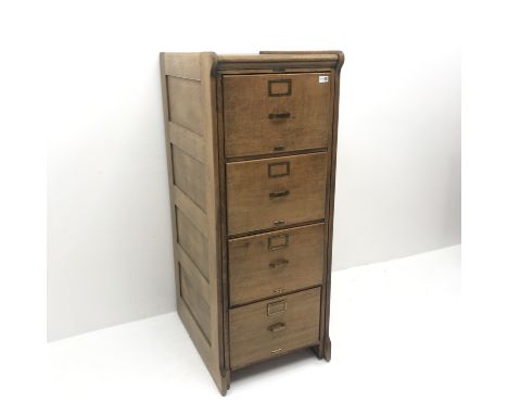 'Lyle' vintage oak filing chest, four drawers, W52cm, H135cm, D70cm - Condition Report 