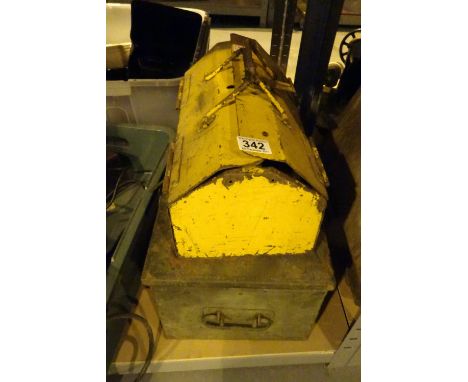 Two metal boxes of mixed engineering tools