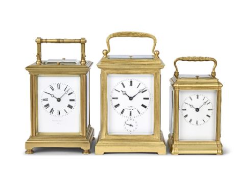 A rare second half of the 19th century French grande sonnerie striking and repeating carriage clock on two bellsChampion, Rue