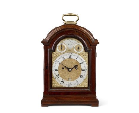 A second half of the 18th century mahogany triple pad top table clock of small sizeDaniel Vauguion, LondonSurmounted by a han