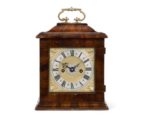 A late 17th century table quarter repeating alarm timepiece movement and dial with passing strike in a later caseJohannes Par