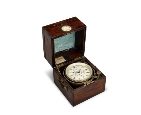 A mid 19th century mahogany two day marine chronometerBarraud, No. 2542The three part box with inset brass plaque to the top 