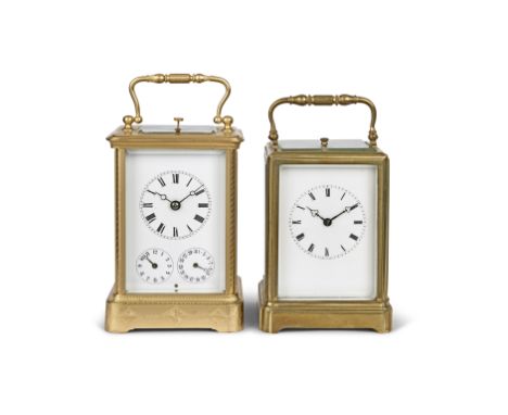 A rare mid 19th century engraved gilt brass grande and petite sonnerie striking carriage clockPossibly by Lamy &amp; Lacroixt
