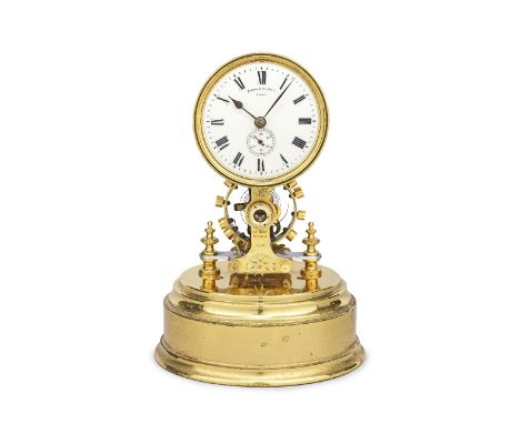 An early 20th century laquered brass electromagnetic table clock with running secondsEureka Clock Company Ltd, Patent No. 146