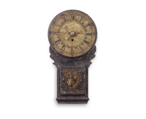 An 18th century and later miniature tavern clockAttributable to Edward Muddle, Chatham The later 14 inch wooden dial made of 