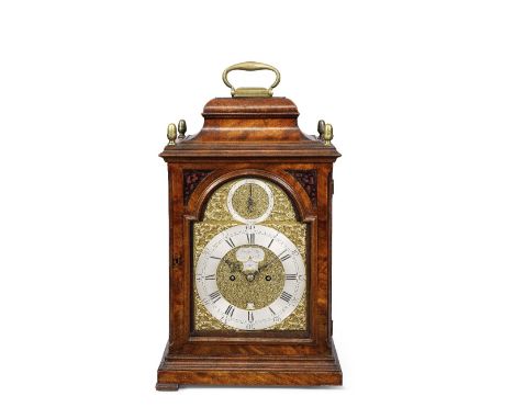 A good late 18th century mahogany table clockJoseph Rose &amp; Son, LondonThe bell top case surmounted by a central handle an