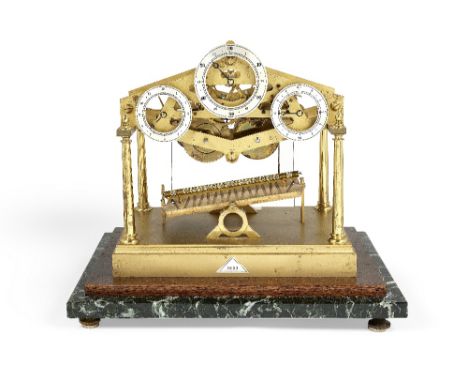 A good 20th century English Congreve Rolling ball clockDent, London, No. 077. Signed to the rear of the frame Andrew Fell, De