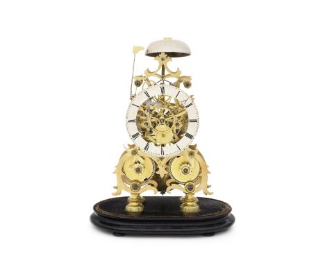 A good mid 19th century brass skeleton clock with deadbeat escapement, under a domeB. Savory &amp; Sons, Cornhill, Londonthe 