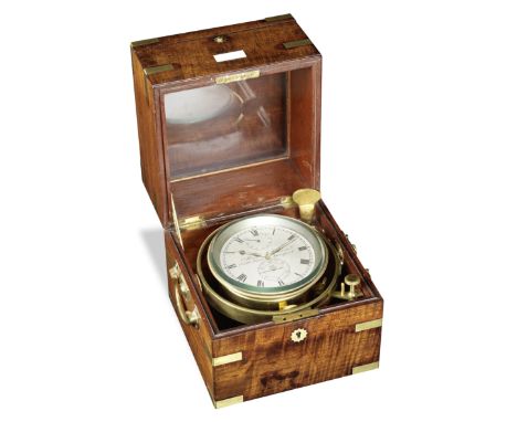 A good mid 19th century eight-day brass-bound mahogany marine chronometer  Abraham Jackson, Liverpool. No. 164/9229Abraham Ja