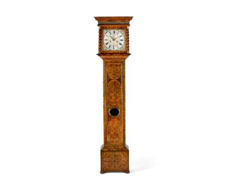 A good late 17th century seaweed marquetry inlaid longcase clockJohn Westoby, London The rising hood with overhanging cornice