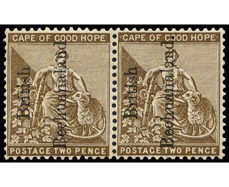 1891 (Nov) 2d bistre overprint type 10, horizontal pair the left stamp variety No stop after 'Bechuanaland' (SG 32/a), the va