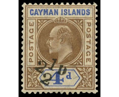 1908 (12 Feb) 2½d (type 10) on 4d brown and blue (SG 35), light black ink specks on the face, centered high and a couple of s
