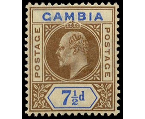 1909 7½d brown and blue variety Dented frame, pos. 1/6 from the left pane (SG 79a), light overall gum toning, large part o.g.