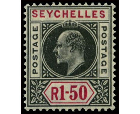 1906 1r50c black and carmine variety Dented frame, pos. 1/6 of the left pane (SG 69a), light surface scuffing, large part o.g