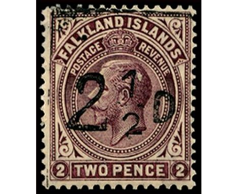 1928 '2½d' (type 12) on 2d purple-brown (SG 115), centered to upper right, light pencil initials on reverse and some gum dist