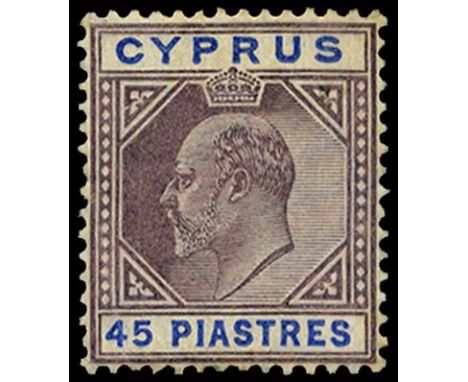 1904-10 45pi dull purple and ultramarine variety Broken top left triangle, pos. 7/5 of the left pane (SG 71a), a couple of sl