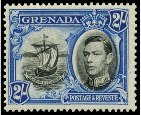 1938-50 2s black and ultramarine (perf 13¼ x 12¾ - MP CW 20) variety 'Extra window and broken handrail (SG 161ab), fresh and 