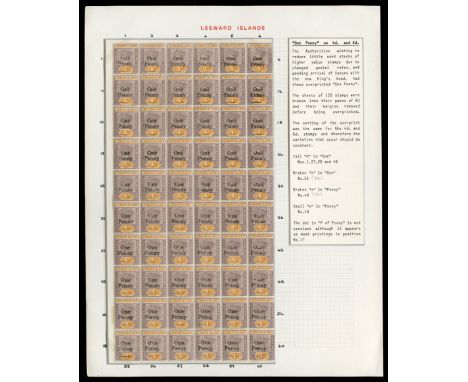 1902 'One Penny' (type 4) on 4d dull mauve and orange, pane of sixty (6 x 10) showing the complete setting with four examples