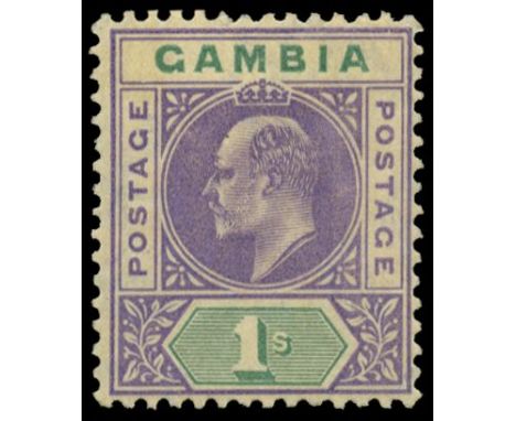 1904-06 1s violet and green variety Dented frame, pos. 1/6 from the left pane (SG 67a), centered right, light overall gum ton