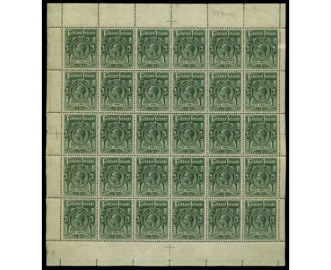 1912-20 3s slate-green (SG 66), complete sheet of thirty (6 x 5) with full margins, light overall gum toning (heavier towards