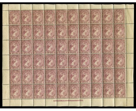 1891-1902 2d reddish purple (SG 26), complete sheet of sixty (10 x 6) a few perf splits (one hinge reinforcement) light overa