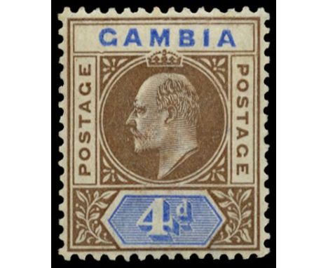 1902-05 4d brown and ultramarine variety Dented frame, pos. 1/6 from the left pane (SG 50a), centered a little low, very ligh