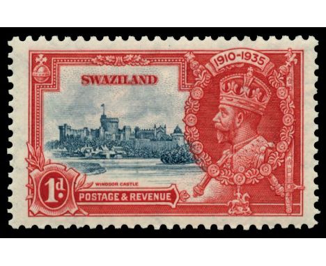 1935 Silver Jubilee 1d deep blue and scarlet, with Lightning Conductor flaw, pos. 2/5 (SG 21c), very light trace of hinge, fi