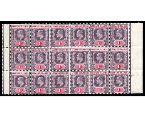 1905-08 1d dull purple and carmine (SG 30), right marginal block of eighteen (6 x 3) with inter pane margin at left, the righ