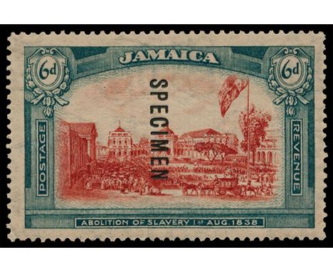 1921 Watermark mult script 'CA' (sideways), prepared for use but not used 6d Abolition of Slavery overprinted 'SPECIMEN' (SG 