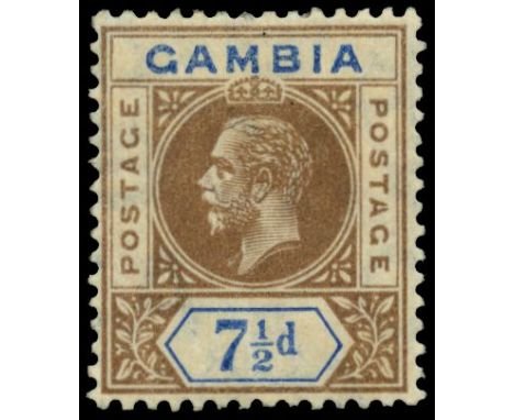 1912-22 7½d brown and blue variety Split 'A' (SG 95a), a couple of light bends and a short perf at top large part o.g., cat £