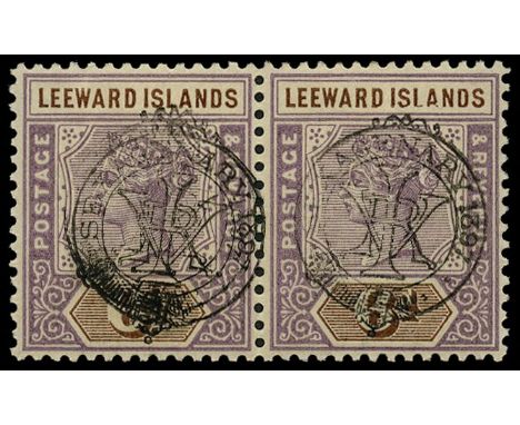 1897 'Diamond Jubilee' 6d dull mauve and brown, horizontal pair the left stamp variety overprint double (SG 13/a), full o.g. 