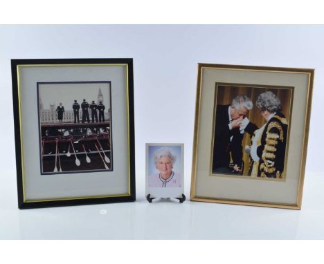 A photograph of Betty Boothroyd and Boris Yeltsin, Yeltsin kissing the hand of Betty prior his speech to a joint session of t